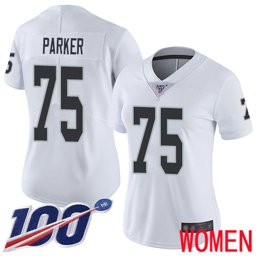 Oakland Raiders Limited White Women Brandon Parker Road Jersey NFL Football #75 100th Season Jersey->women nfl jersey->Women Jersey